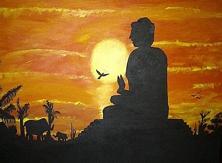 Boeddha painted by Aat Kuijpers