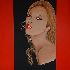 Lady in red painted by 