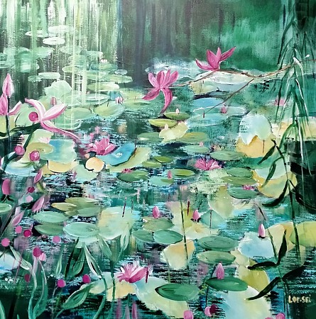 Waterlelies (geinspireerd door Monet) painted by Loes Loe-sei Beks