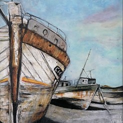 Scheepswrak Bretagne painted by 