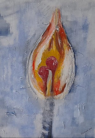 Twee Lucifers painted by Irene van Uxem