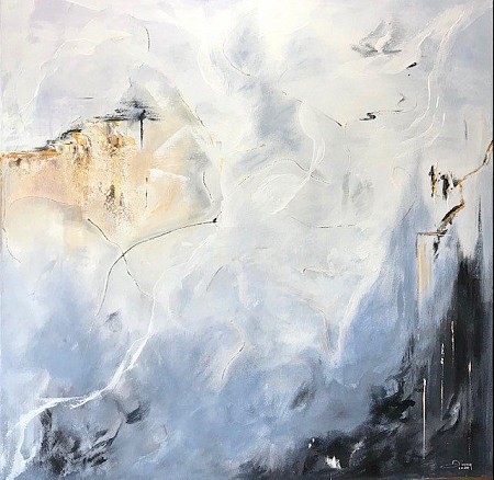 Between mountains and clouds painted by Diney Berg