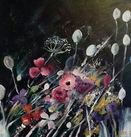 Wilde bloemen (2) painted by Loes Loe-sei Beks