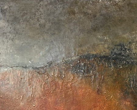 Landschap abstract painted by Hannie Hopster