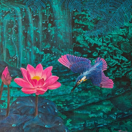 Bird painted by Nina Romijn kunstenaar schilderijen