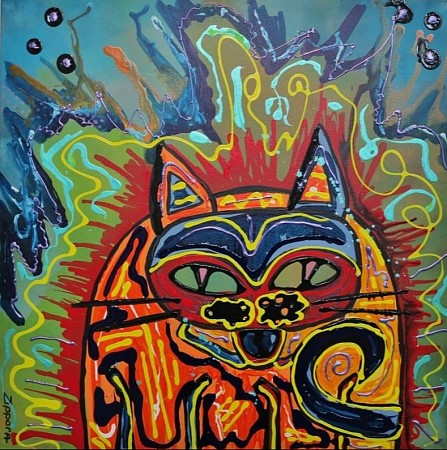 Energetic Cat painted by Zippora Meijer