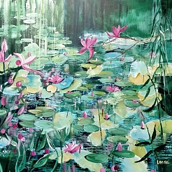 Waterlelies (geinspireerd door Monet) painted by 