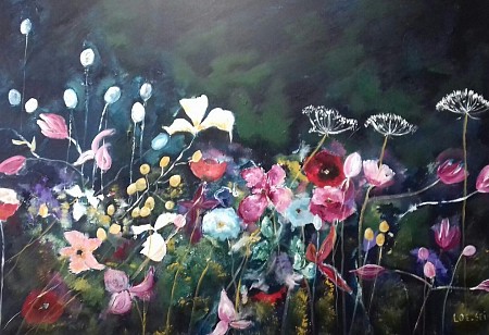 Wilde bloemen painted by Loes Loe-sei Beks