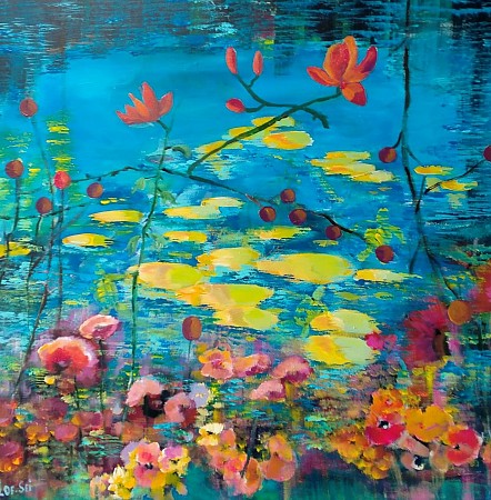 Monet in Giverny painted by Loes Loe-sei Beks