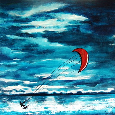 Kitesurfer in acion. Sale! painted by AnsDuinArt.nl