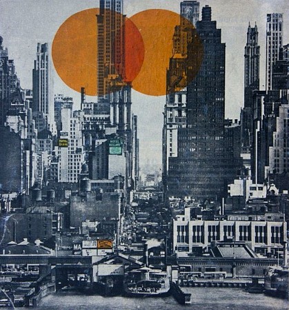 New york skyline 1948 painted by Db Waterman