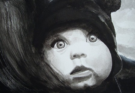 Baby op schouder painted by Frits Hoitsema KUNSTSCHILDER
