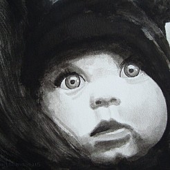 Baby op schouder painted by 