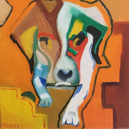 Lopend hondje painted by Andre Claeys