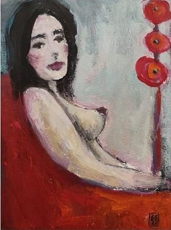 Een rood fauteuiltje painted by Madame Kwast Art Studio - Esther Schoonderwoerd