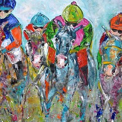 Paardenrace painted by 